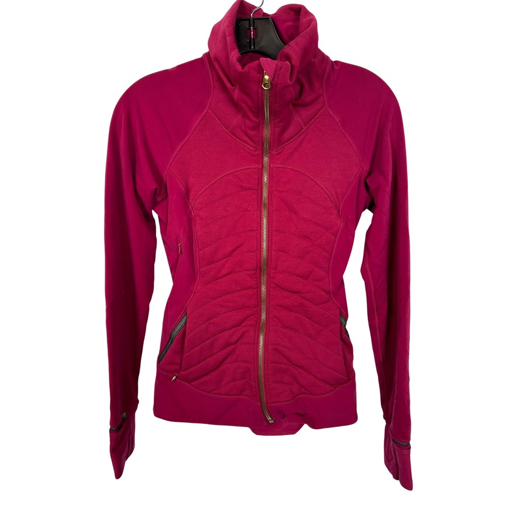 Lululemon Fleece Out Jacket Berryrumble Pink Athletic Full Zip Sweater Small/4